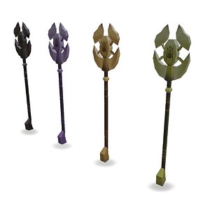 3D Low-Poly Mage-Wizard Staff No-4 model