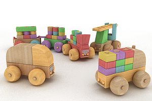 3d model wooden toy cars