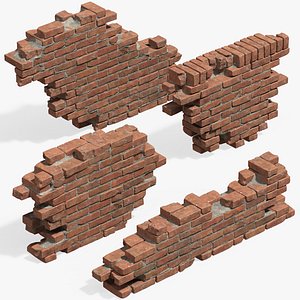 3D model Brick Wall Chunks Modular - Triple A PBR Game Ready