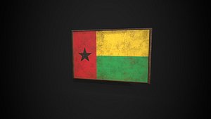 3D Old Picture Frame With Guinea-Bissau  Flag - Game Ready PBR Low-poly 3D Model model