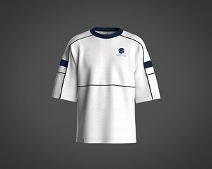 mens t-shirt with piping and cut and sew sporty 3D model