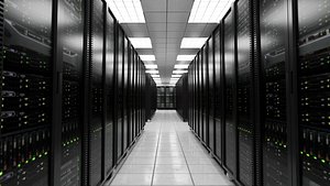 Realistic Server Room 3D Scene with Detailed Textures and Lighting 3D model