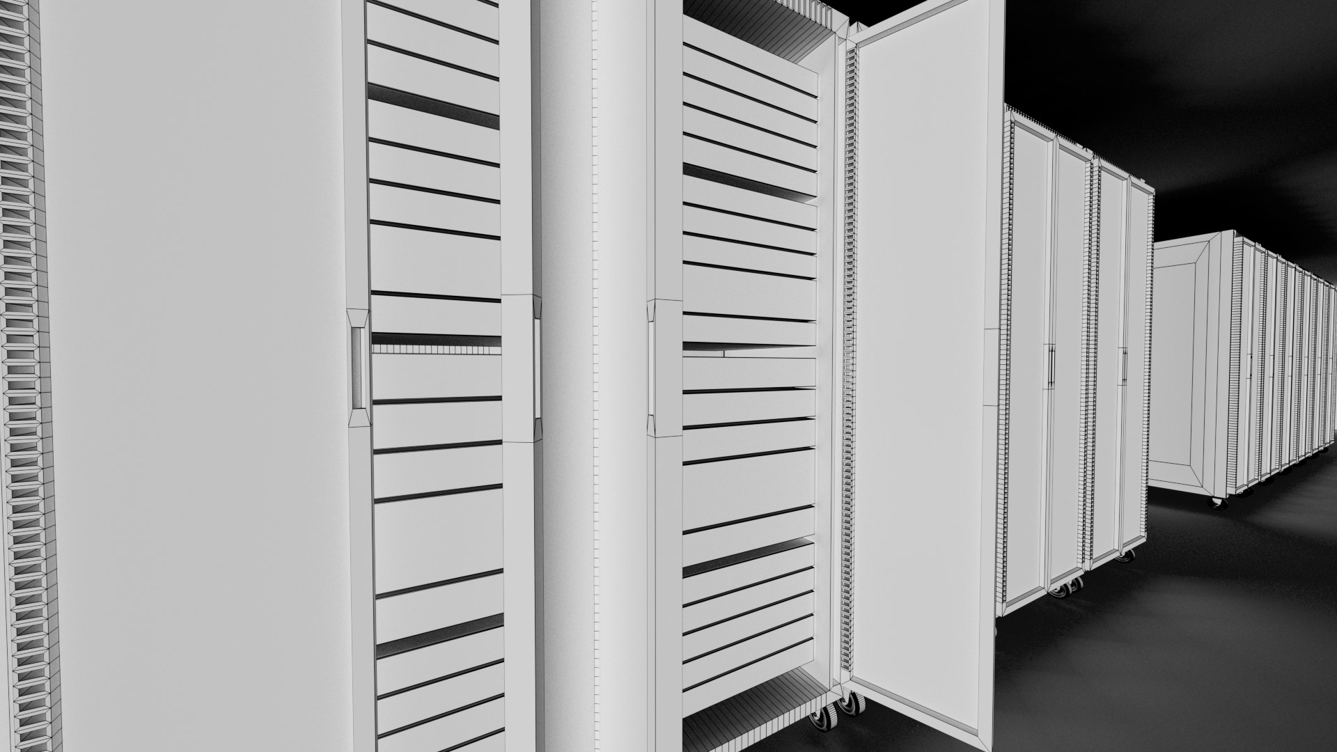 Realistic Server Room 3D Scene With Detailed Textures And Lighting 3D ...