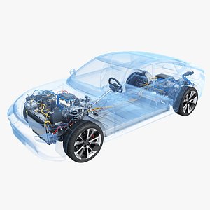 Electric Car Chassis X-Ray 3D model