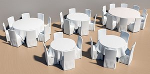 banquet tables chairs cloths model