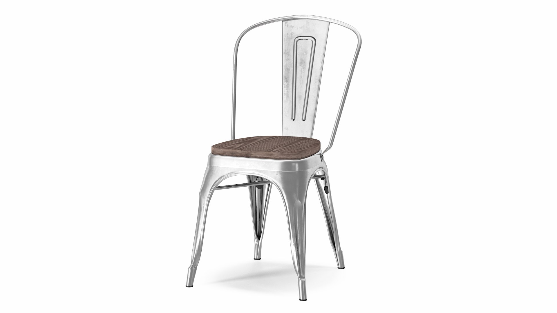 Iron Stackable Chair Wooden Seat 3D model preview