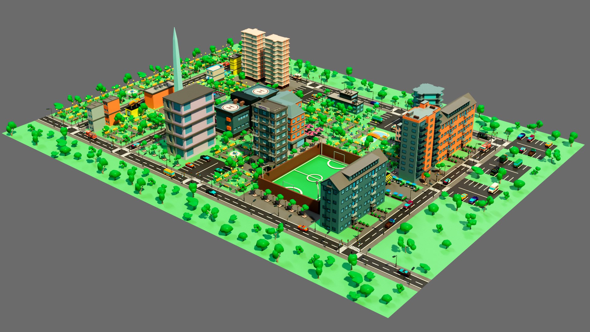 3D model Low poly city - TurboSquid 2153582