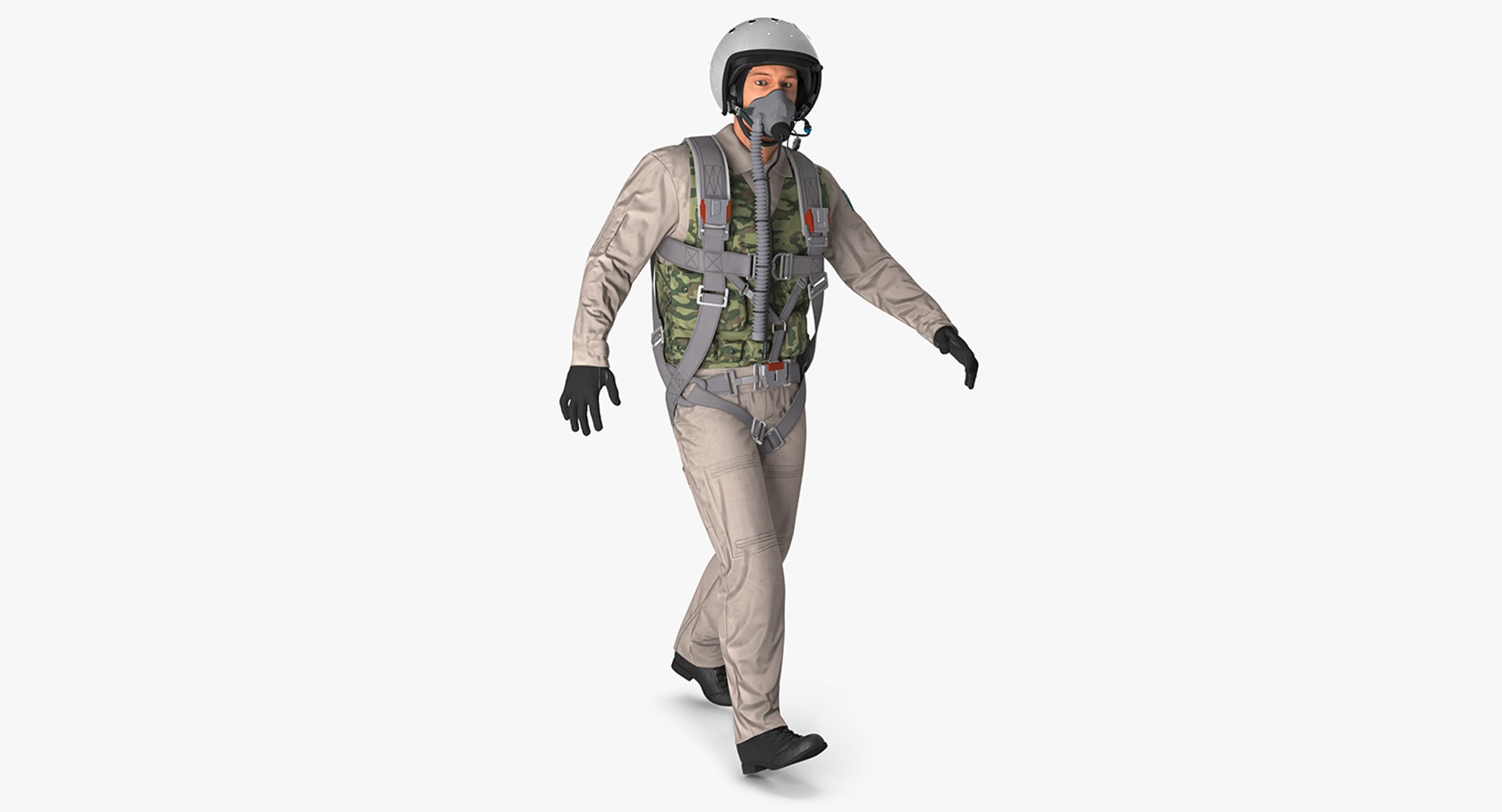 Russian Jet Fighter Pilot Rigged 3D Model 3D model preview