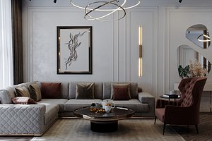 3D Living Room  and hallway model