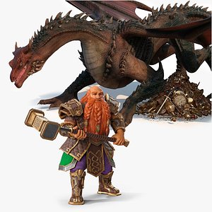 Dwarf and Dragon with Treasures Collection