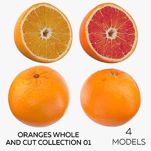 Oranges Whole and Cut Collection 01 - 4 models 3D model