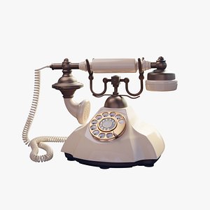 3D model Japanese retro rotary telephone from the 1960s-70s