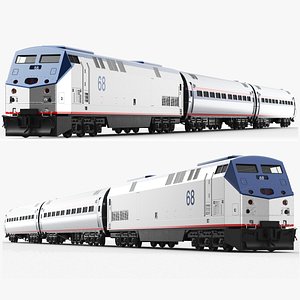 Detailed Full Diesel Train With Interior 3D