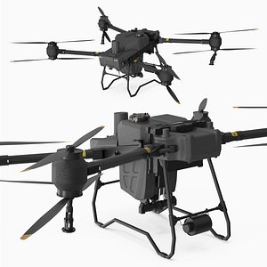 3D Heavy-Duty Agricultural Drone with 8 Rotors Black model