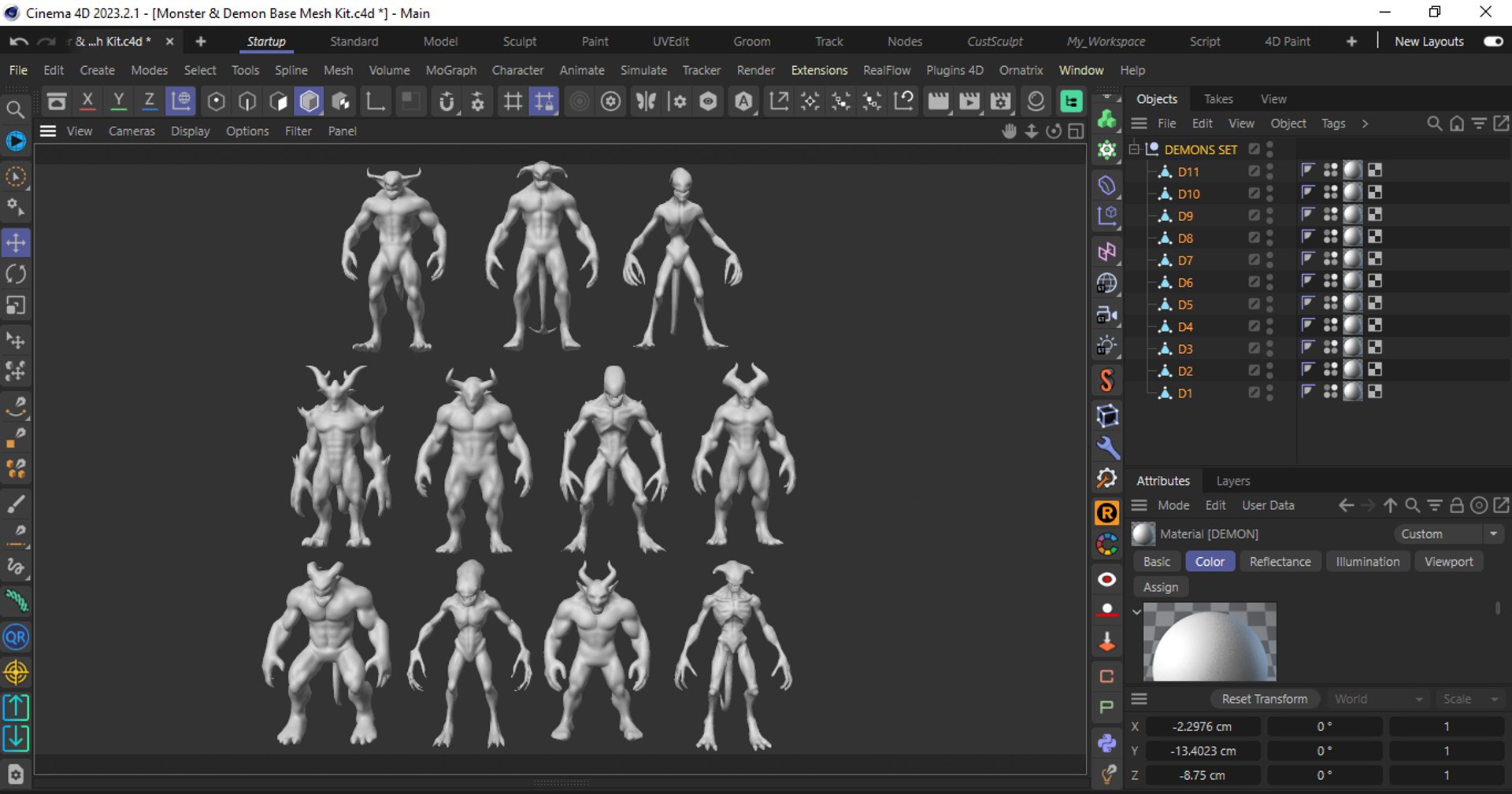 Monster Demon Base Mesh Kitblend Model - TurboSquid 2397938