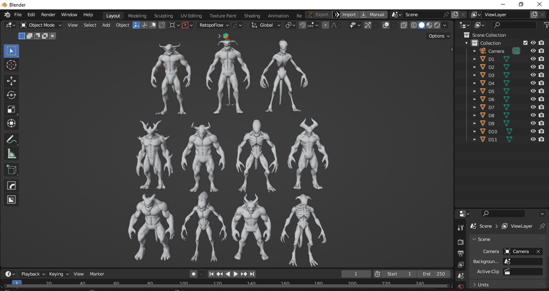 Monster Demon Base Mesh Kitblend Model - TurboSquid 2397938