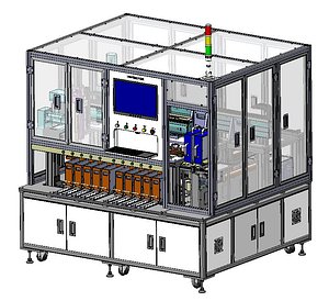 Automatic Battery Tab Shaping and Canning Machine 3D CAD Model 3D model