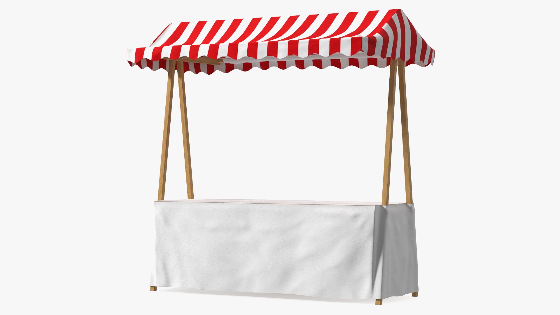 Wooden Market Stall with Cloth 3D model preview