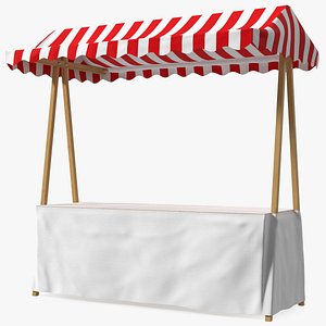 3D Wooden Market Stall with Cloth model