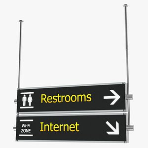 airport signs restroom internet 3D model