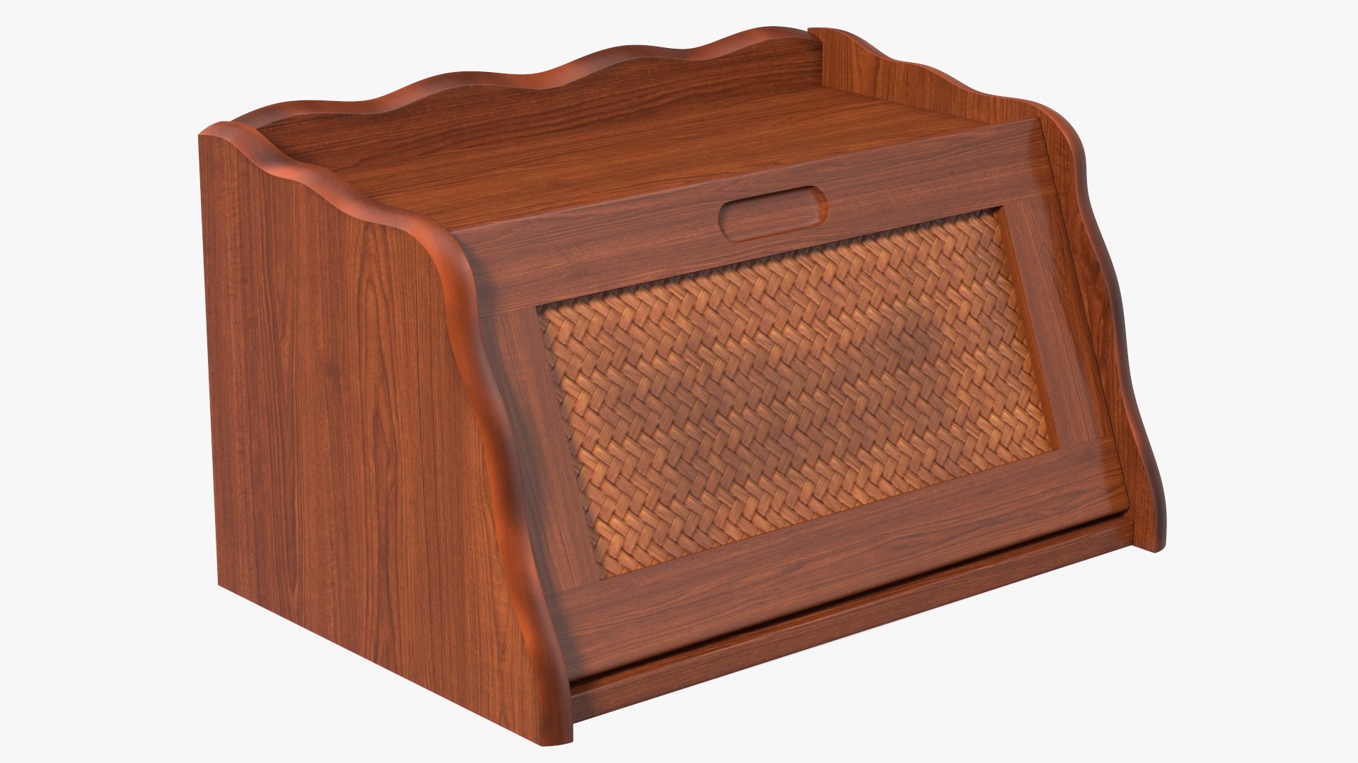 Wooden Bread Box with Rattan 3D model preview