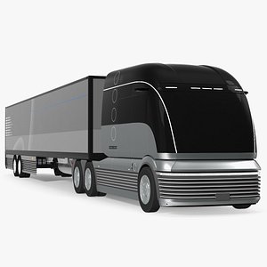 Futuristic Semi Truck with Trailer Rigged 3D model