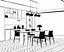 3D modern dining room