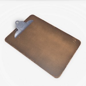 Old Clipboard Low-poly PBR 3D model