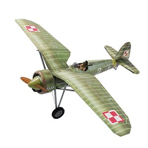 PZL P11 lowpoly WW2 fighter model