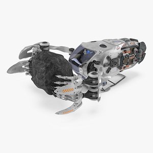 Spaceship Loader with Asteroid Rigged for Cinema 4D
