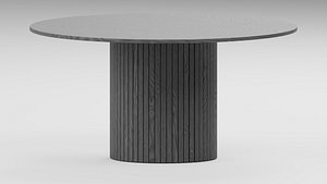 Round Dark Gray Grooved Pedestal Table