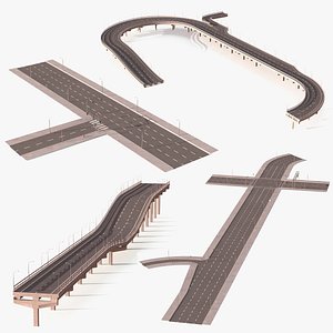 3D Highway Road Elements Collection 3