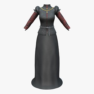 Crimson Red Black Medieval Royal Outfit