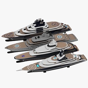 3D Collection Largest Superyachts Delivered in 2024