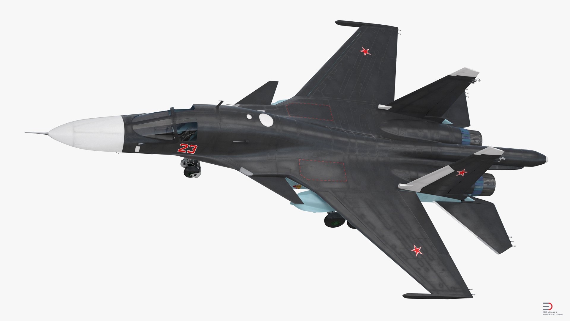 Russian Air Force Su-34 Rigged 3D Model 3D model preview