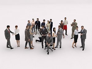 20x LOW POLY BUSINESS MAN SITTING WOMAN MAN PEOPLE ELEGANT CROWD MIX
