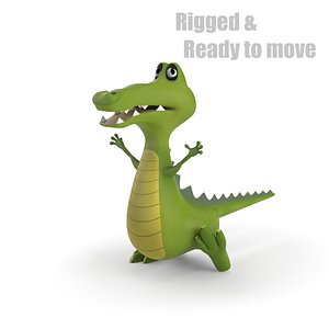 3ds max cartoon crocodile rigged