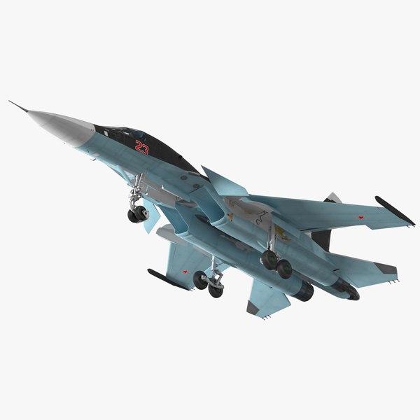 3D модель Самолет Су-34 со сверхзвуковой ракетой Х-31ПМ, оснащенный для ...
