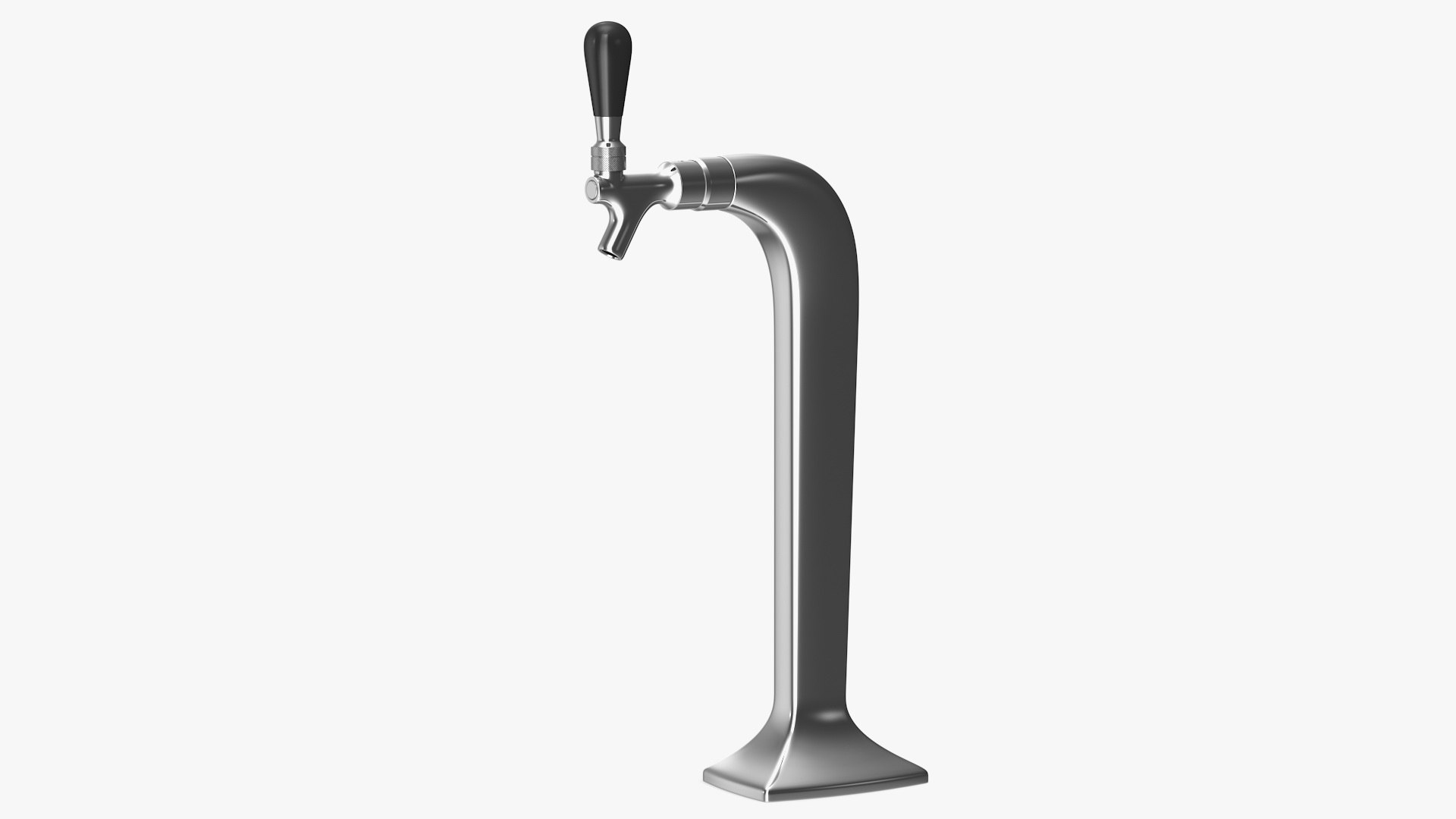 Single Tap Chrome Draft Beer Kegerator Tower 3D model preview