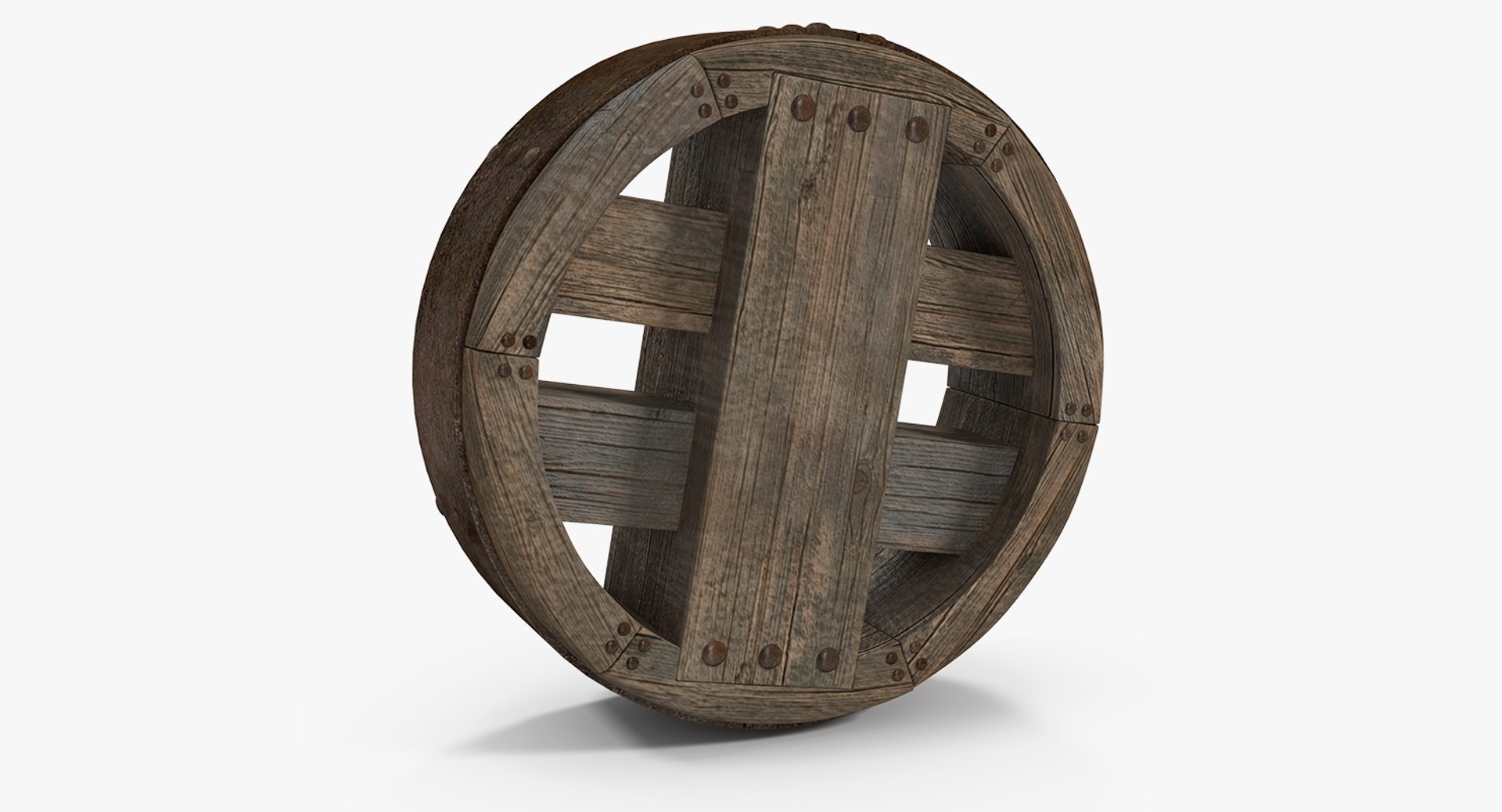 Antique Wooden Wheel 3D model preview