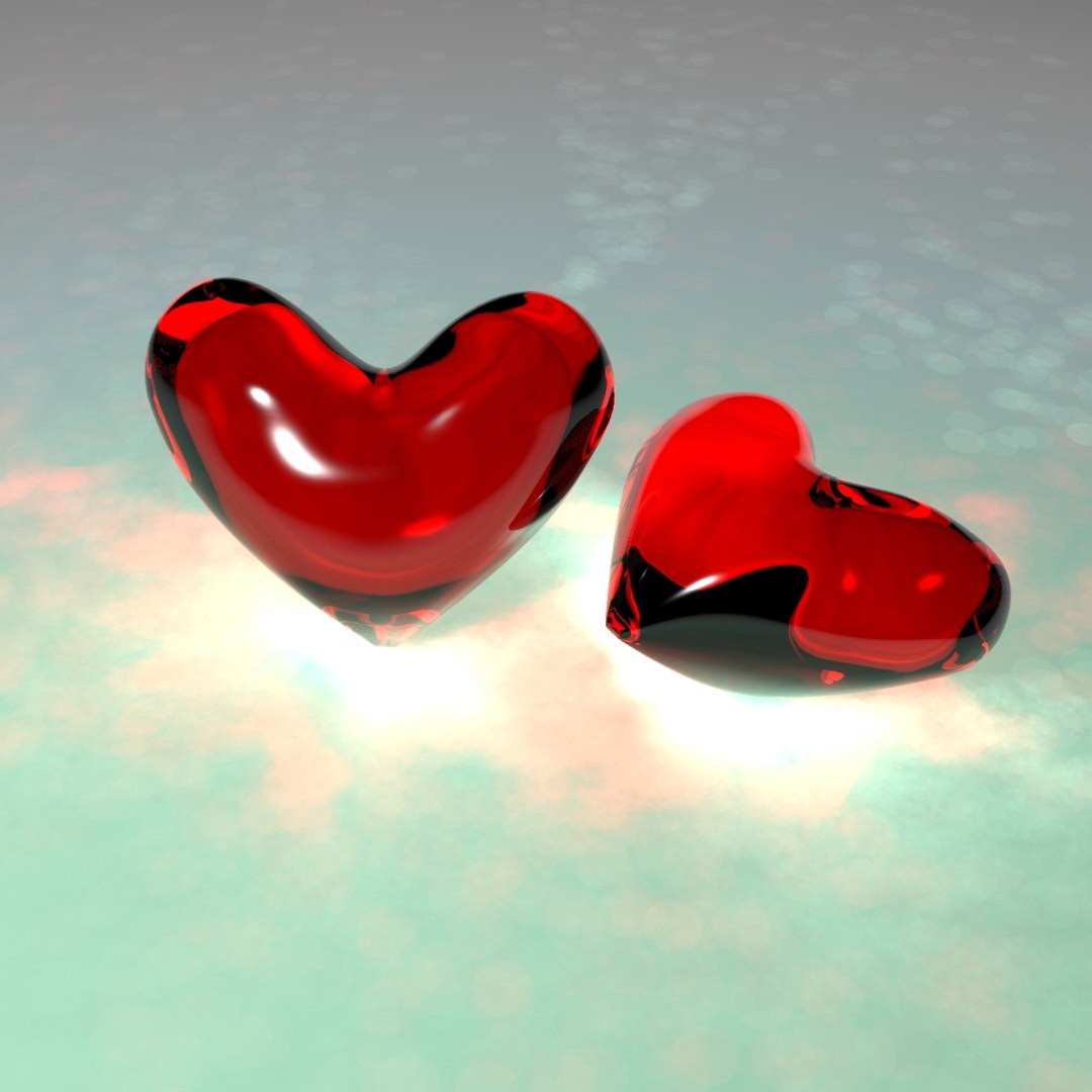 Glass Hearts 3d Model