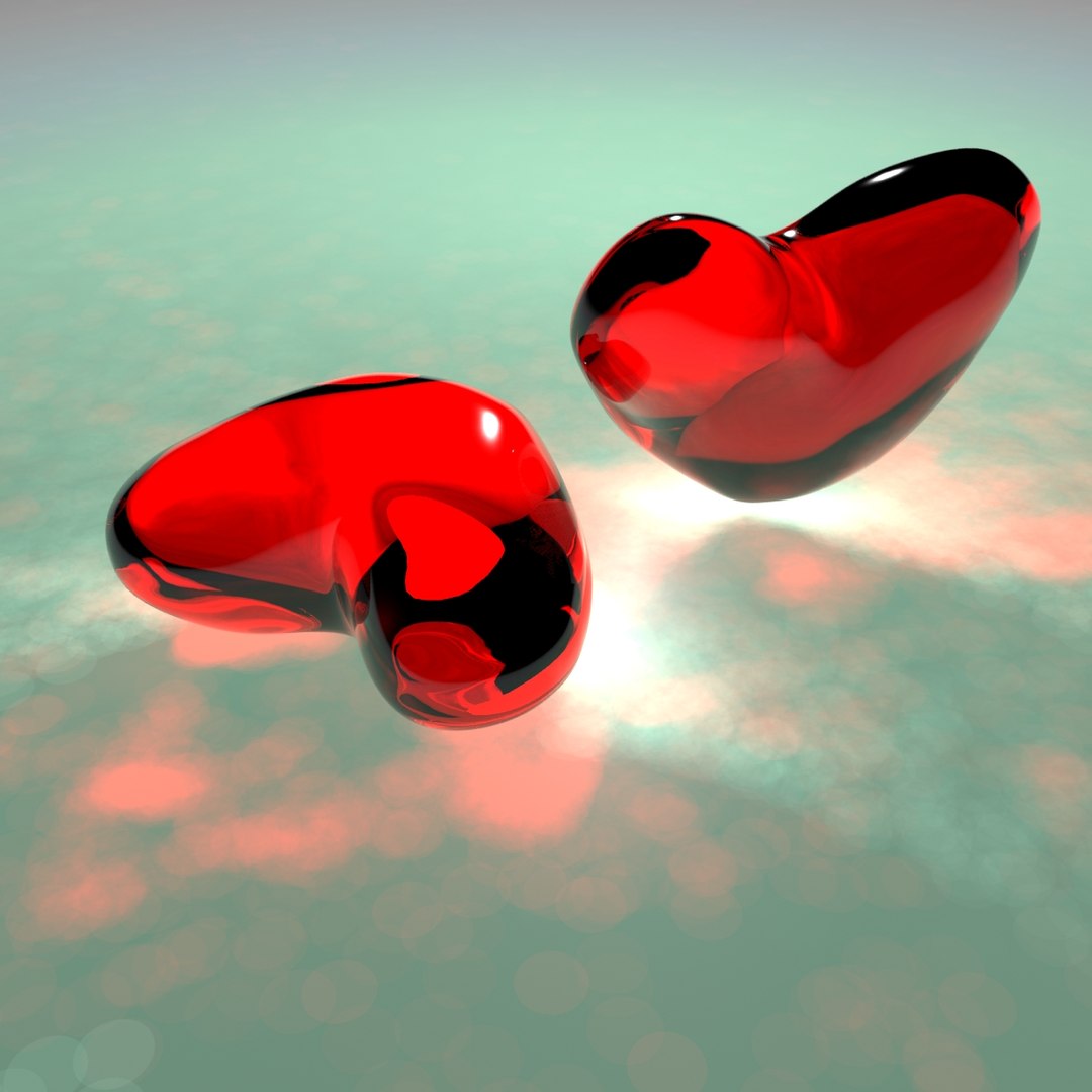 Glass Hearts 3d Model