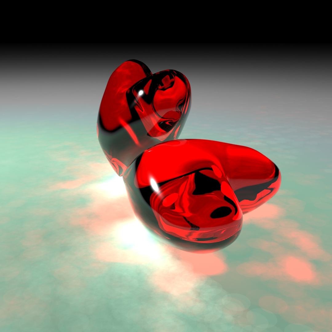 Glass Hearts 3d Model