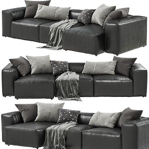 Bolia - Cosima 3-seat chaise longue leatgher sofa 3D