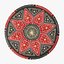 Pouf in pelle marocchina nero rosso