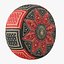 Pouf in pelle marocchina nero rosso