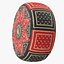Pouf in pelle marocchina nero rosso