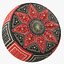 Pouf in pelle marocchina nero rosso
