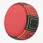 Pouf in pelle marocchina nero rosso