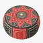 Pouf in pelle marocchina nero rosso